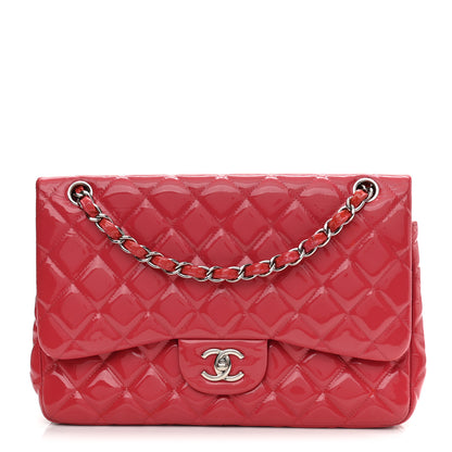 Chanel Patent Quilted Jumbo Double Flap Pink 1 of 15