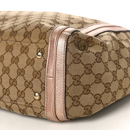 Gucci Monogram Cellarius Calfskin Large Bella Top Handle Bag Beige Rose Gold 12 of 16