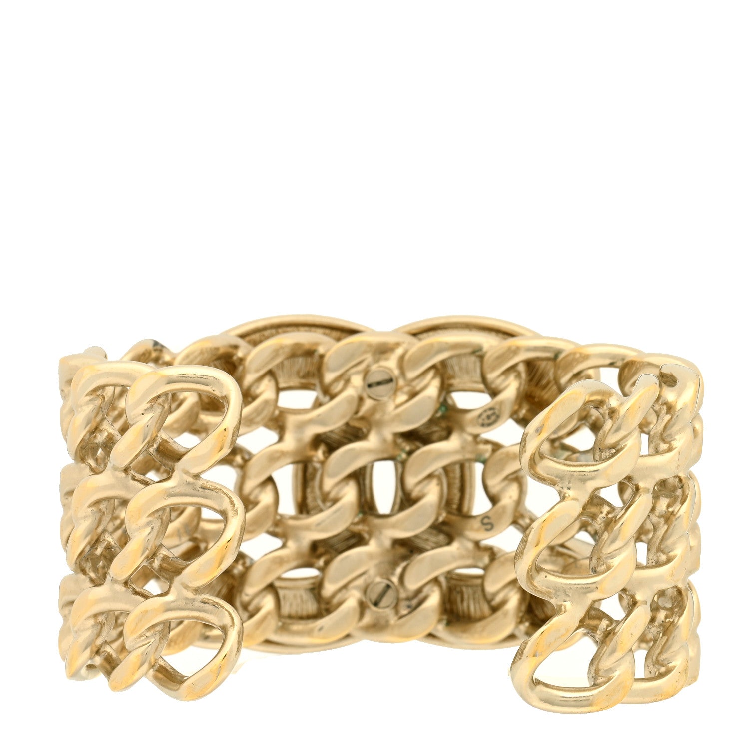 Chanel Crystal Pearl Chain CC Cuff Gold 2 of 3