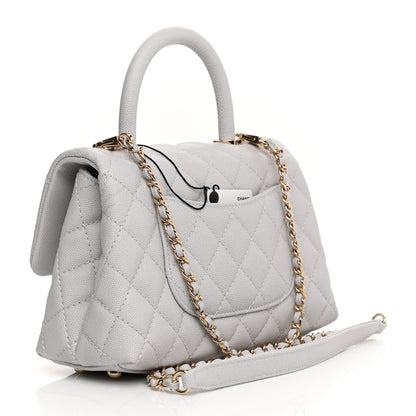 Chanel Caviar Quilted Mini Coco Handle Flap Light Grey 4 of 21