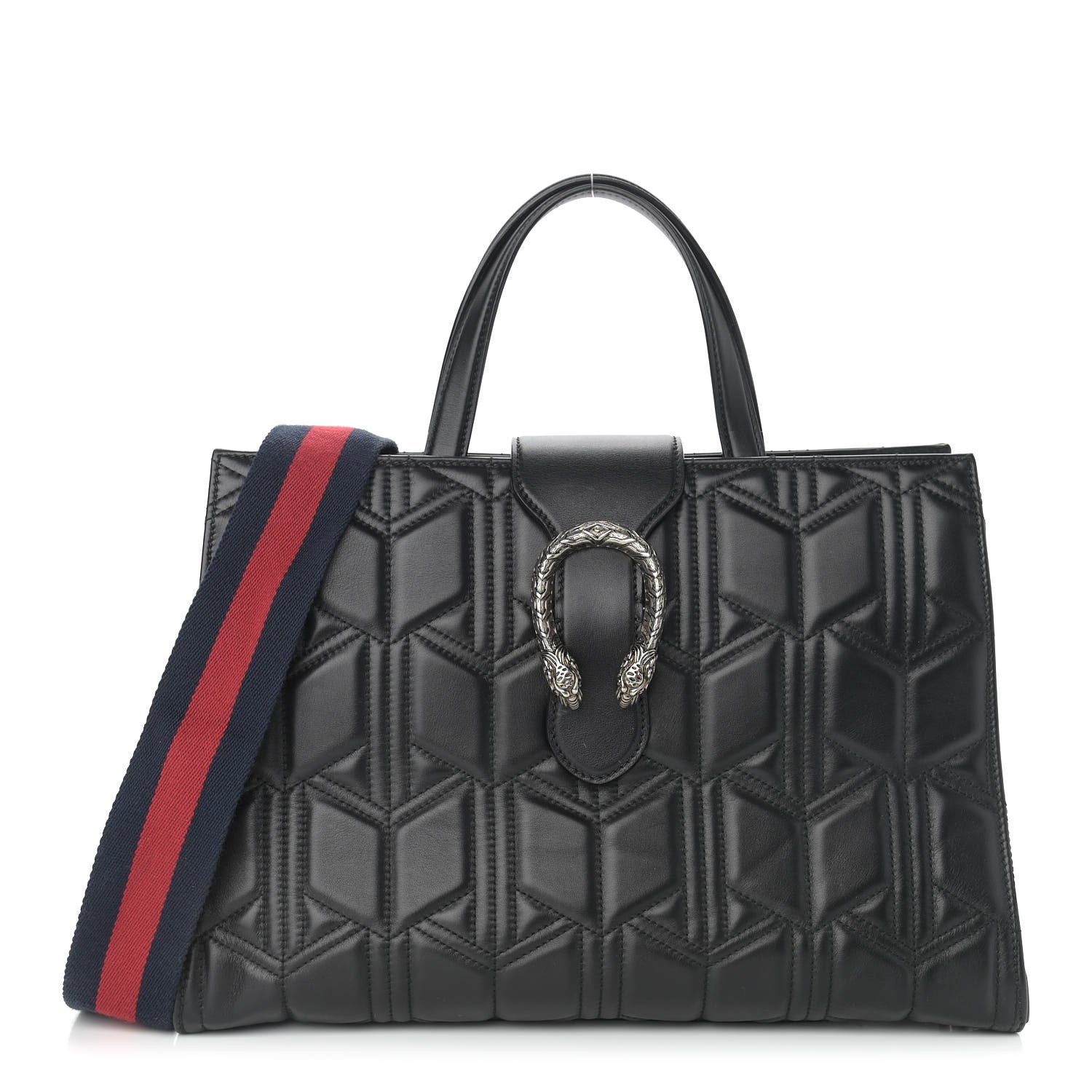 Gucci Calfskin Web Quilted Large Dionysus Tote Bag Black 1 of 13