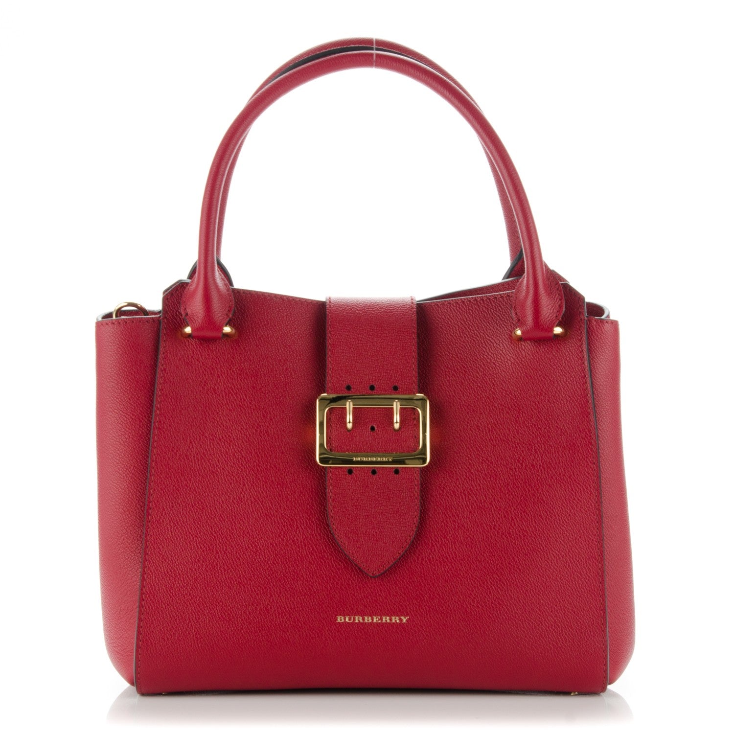 Burberry Soft Grain Calfskin Medium Buckle Tote Parade Red 1 of 8