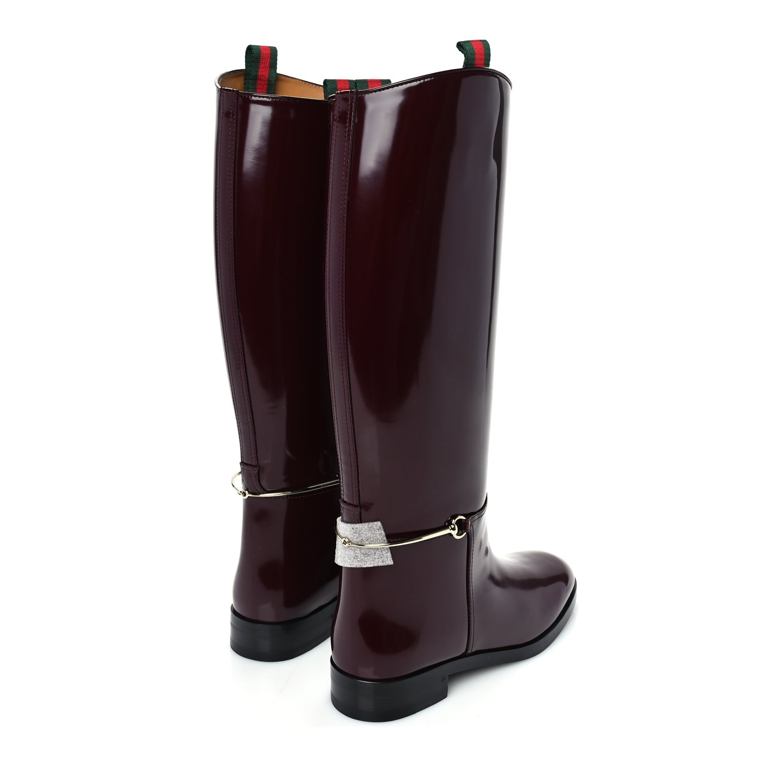 Gucci Brushed Calfskin Michelangelo Slim Horsebit Riding Boots 38  Lacquered Cherry 4 of 7