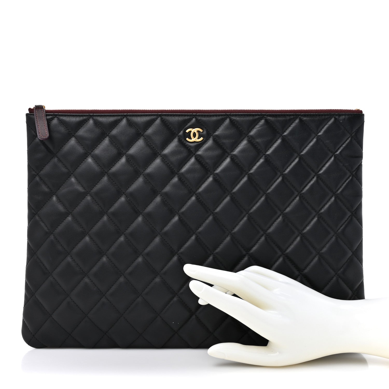 Chanel Lambskin Quilted Large Cosmetic Case Black 2 of 9