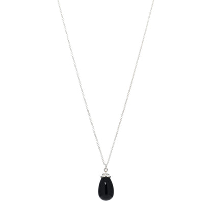 Tiffany Sterling Silver Black Onyx Drop Pendant Necklace 1 of 4