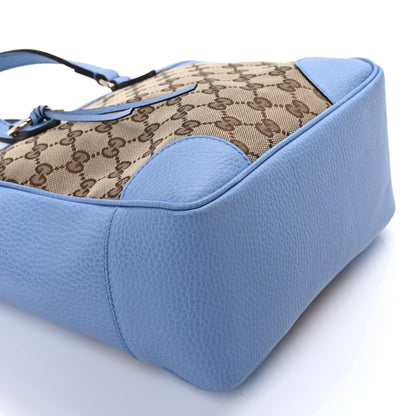 Gucci Monogram Dollar Calfskin Small Bree Tote Beige Ebony Mineral Blue 14 of 16