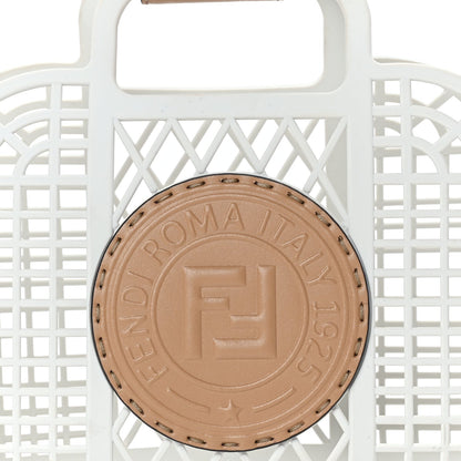 Fendi Recycled Plastic Vitello Liberty Matte Small  Basket  White Ice Miele Scuro 6 of 7