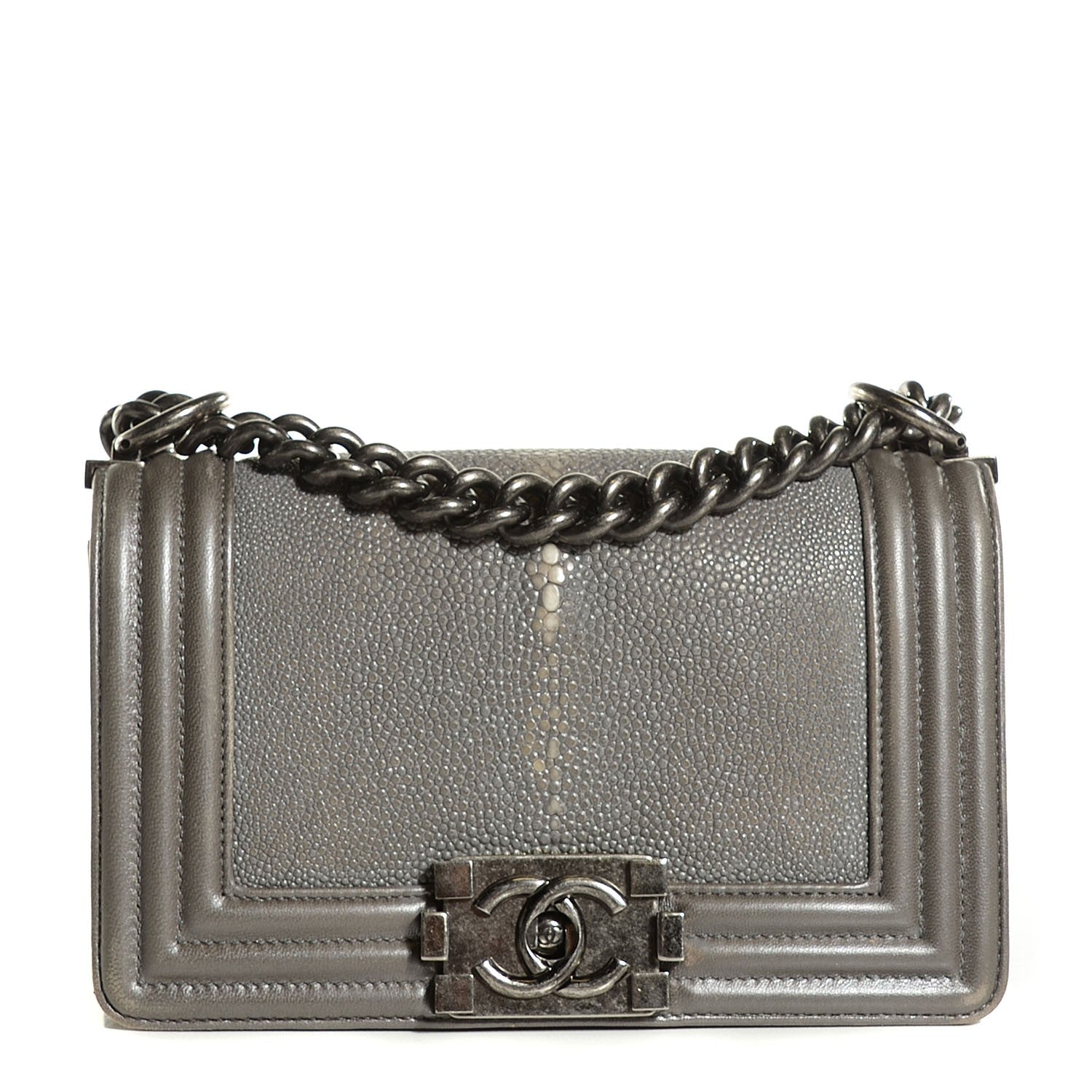 Chanel Galuchat Stingray Small Boy Flap Silver 1 of 8