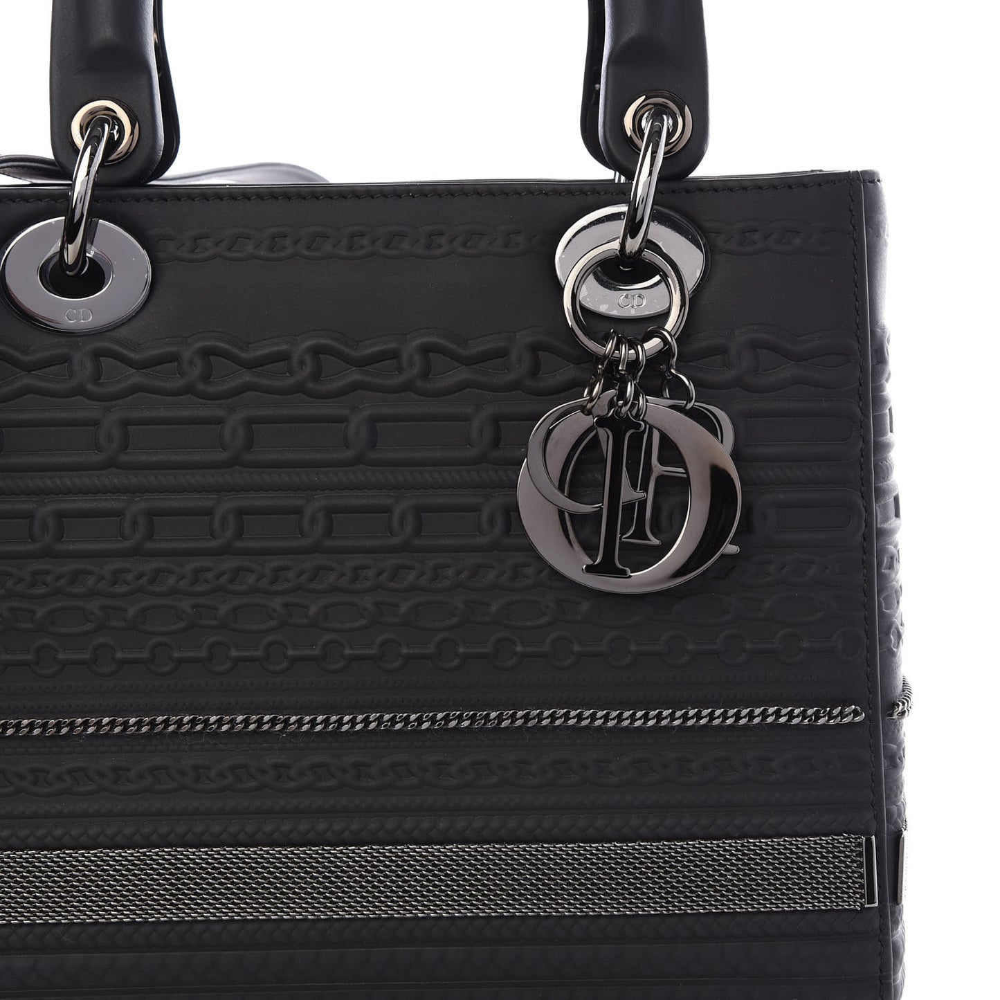 Calfskin Chain Medium Lady Dior Black