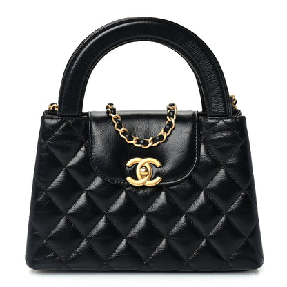Chanel Shiny Aged Calfskin Quilted Nano Kelly Shopper Black 1 of 9