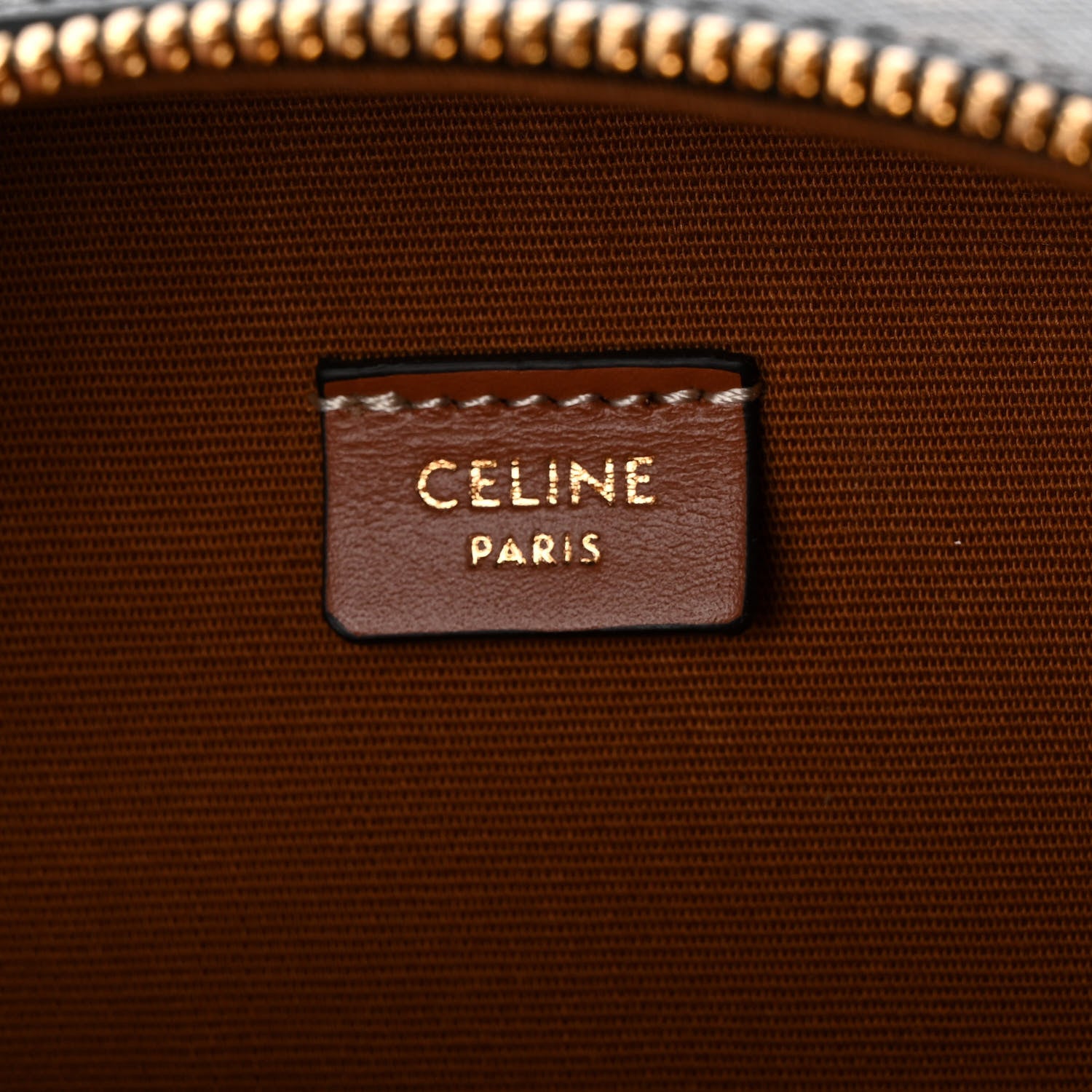 Celine Calfskin Triomphe Canvas Half Moon Case Tan 6 of 11