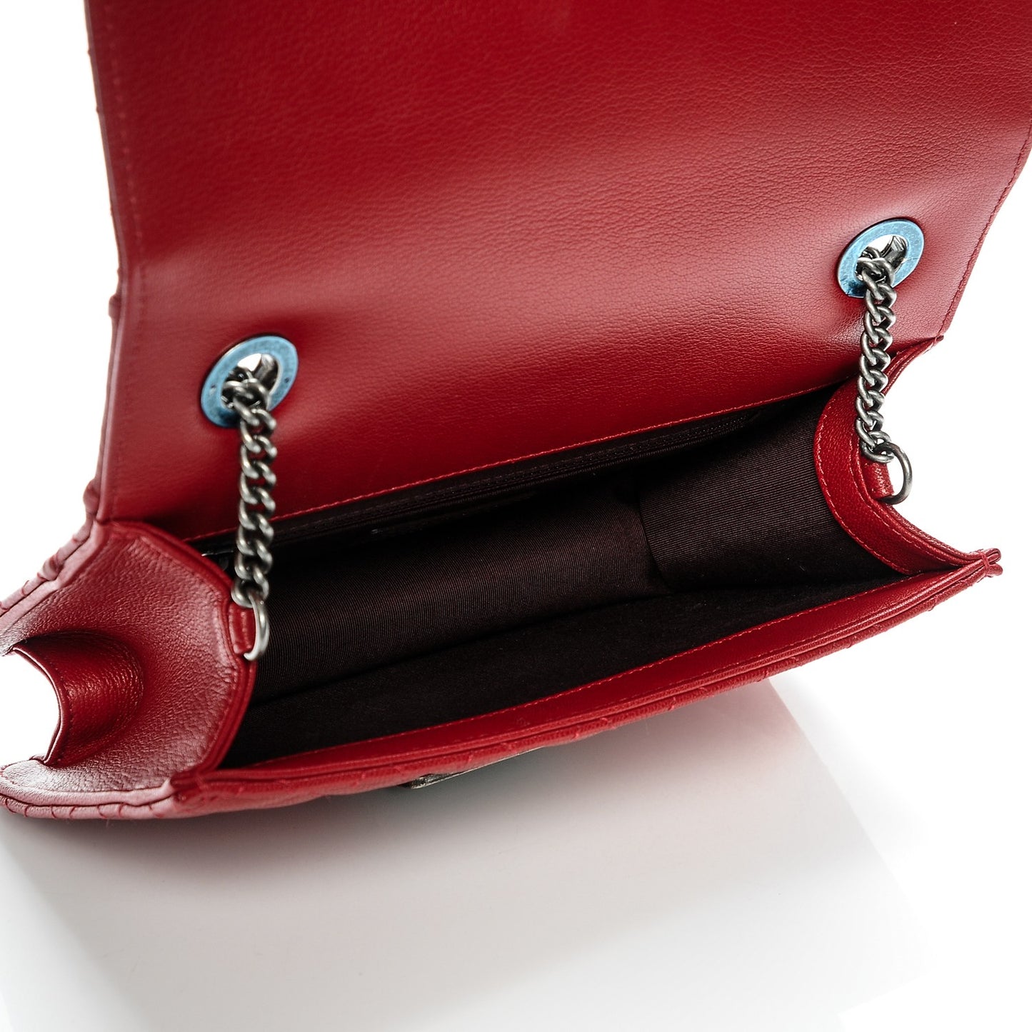 Goatskin Quilted Small CC University Top Handle Flap Red