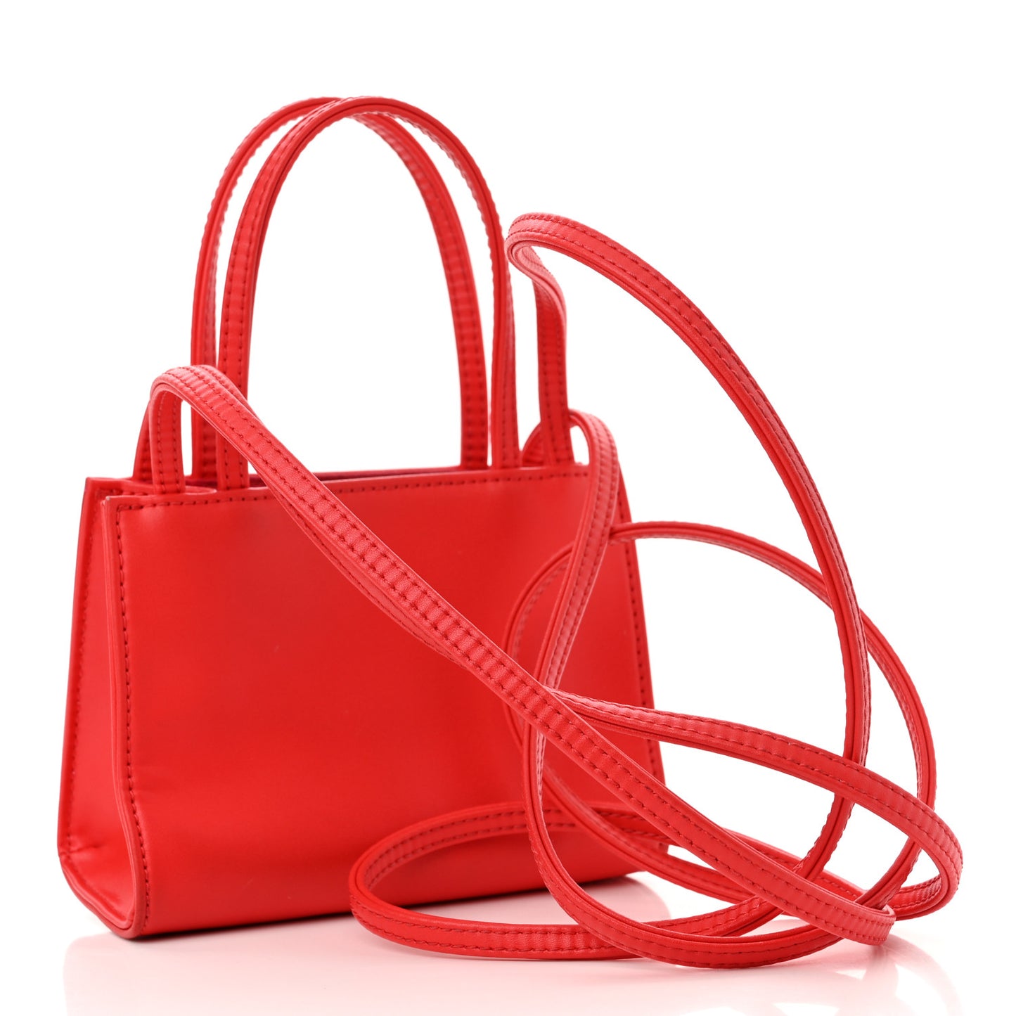 Vegan Leather Small Shopping Bag Red