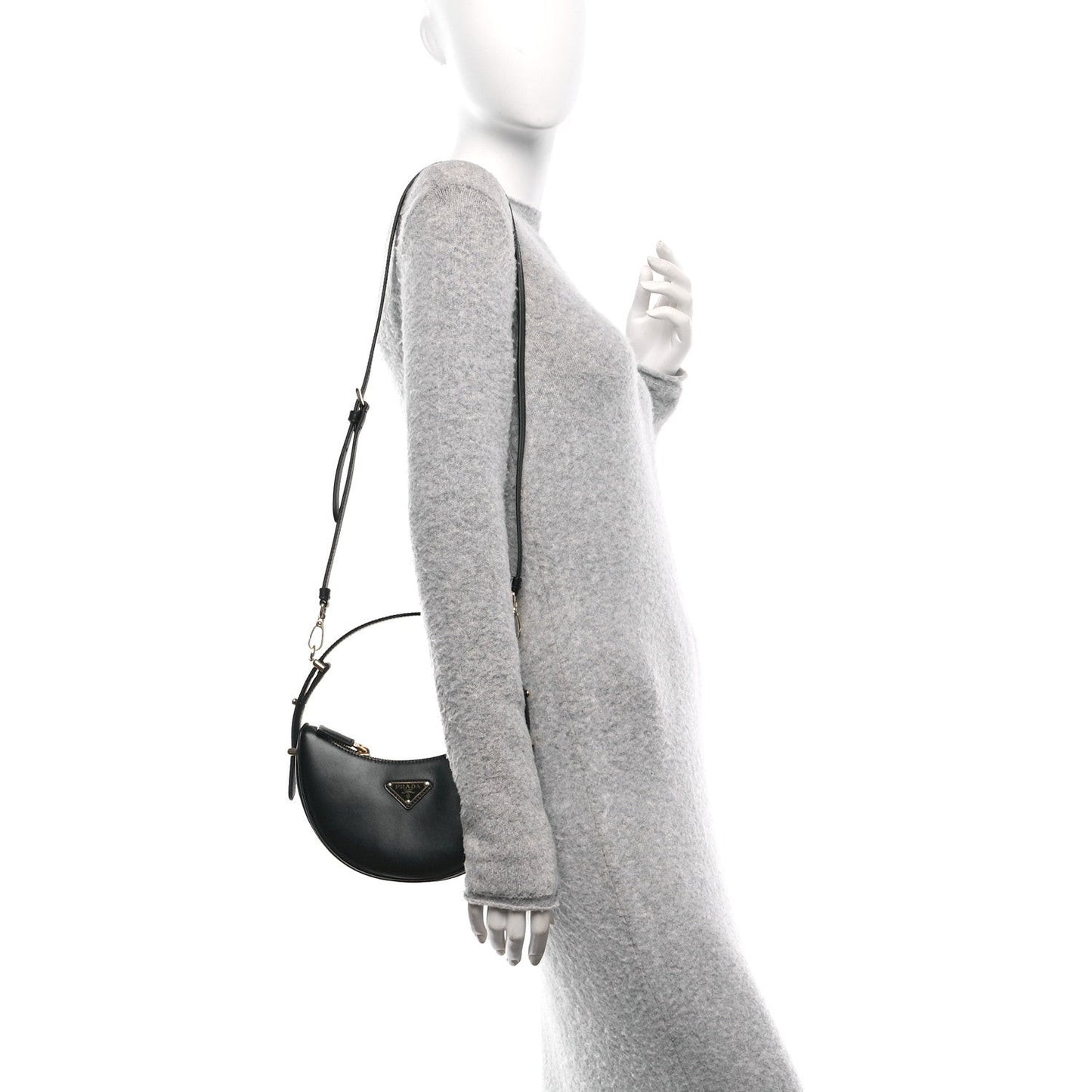 Soft Calfskin Arque Shoulder Bag Black