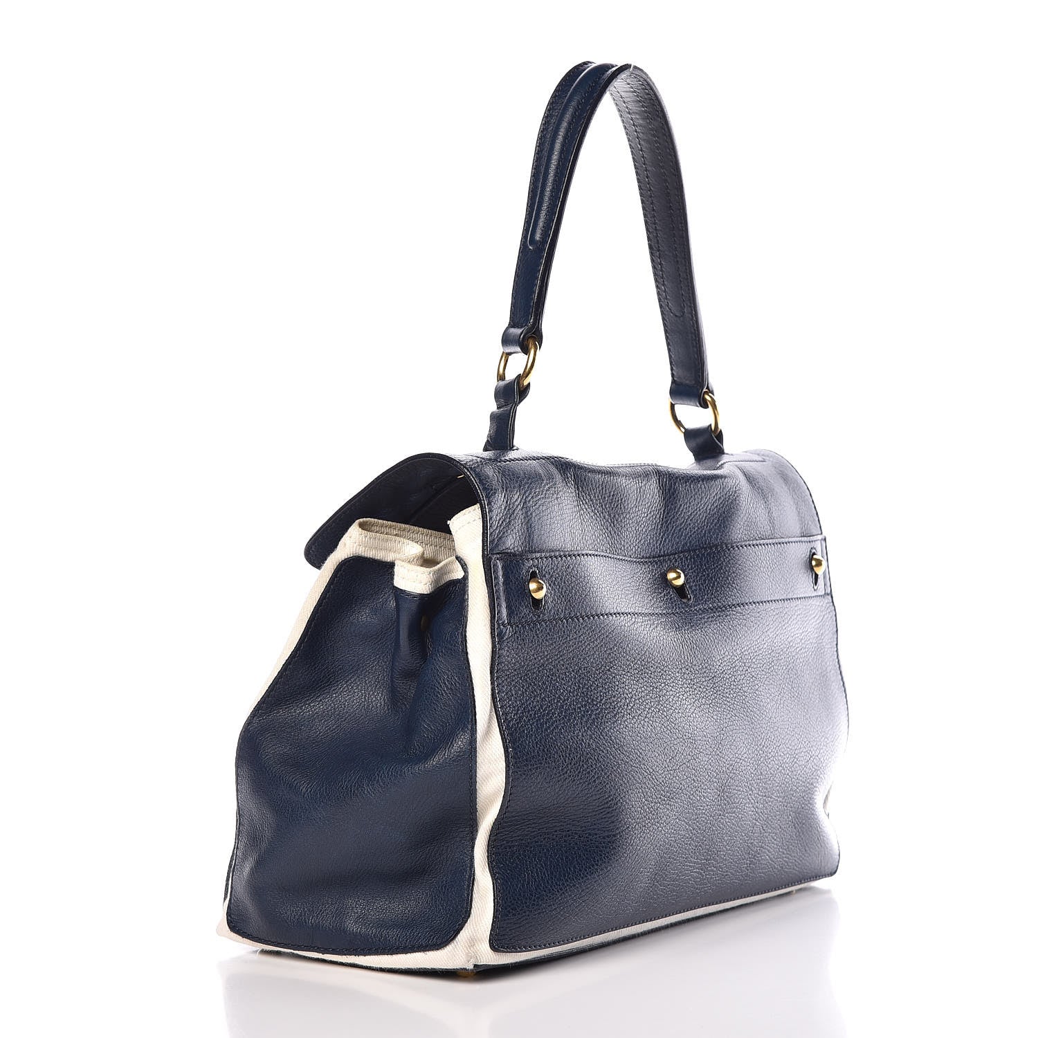 Saint Laurent Calfskin Canvas Medium Muse Two Blue 3 of 14