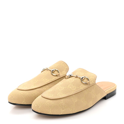 Gucci GG Monogram Canvas Womens Princetown Slippers 37.5 Egypt Salt 2 of 7