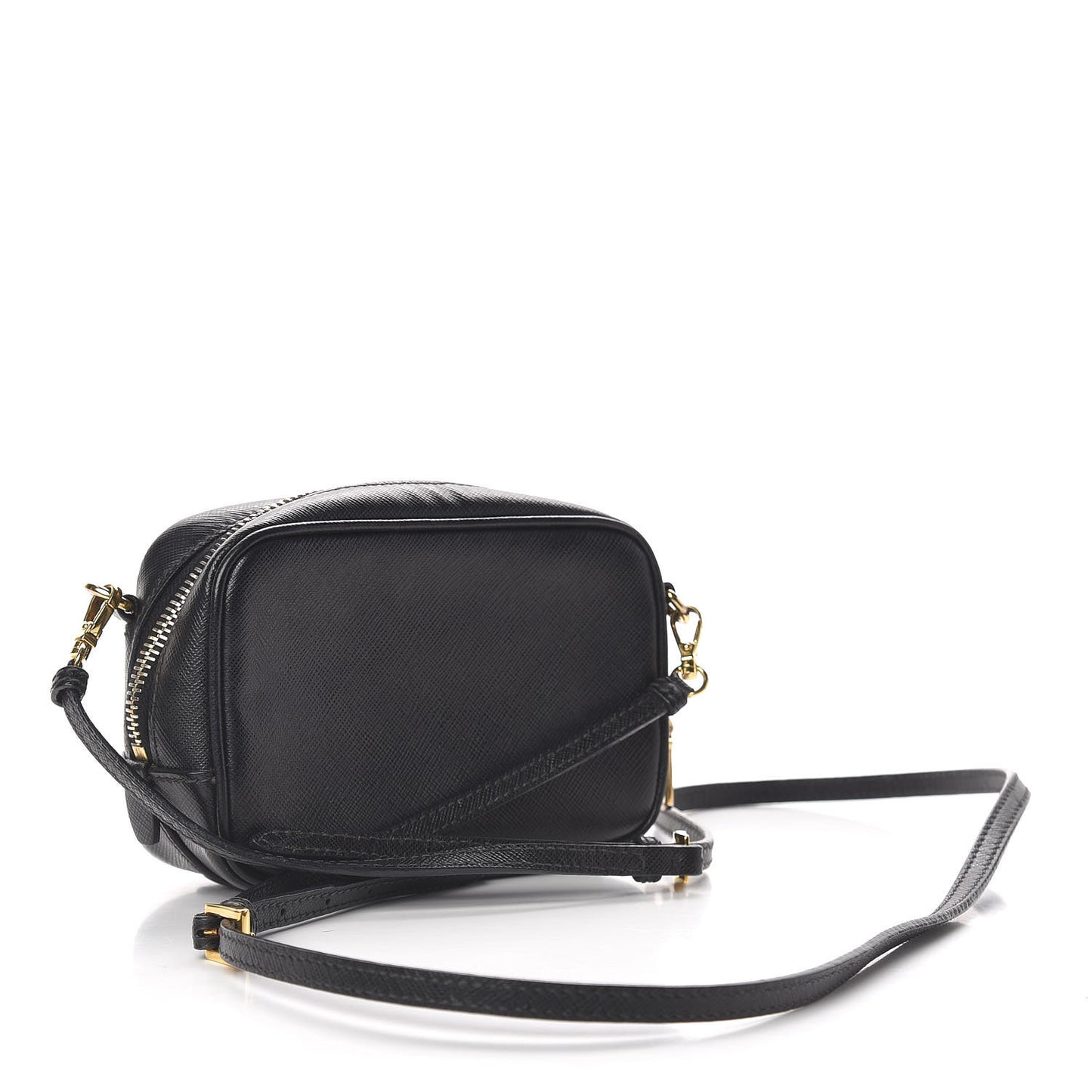 Saffiano Mini Camera Crossbody Bag Black