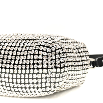 Alexander Wang Mesh Crystal Rhinestone Mini Heiress Pouch Black Silver 9 of 10