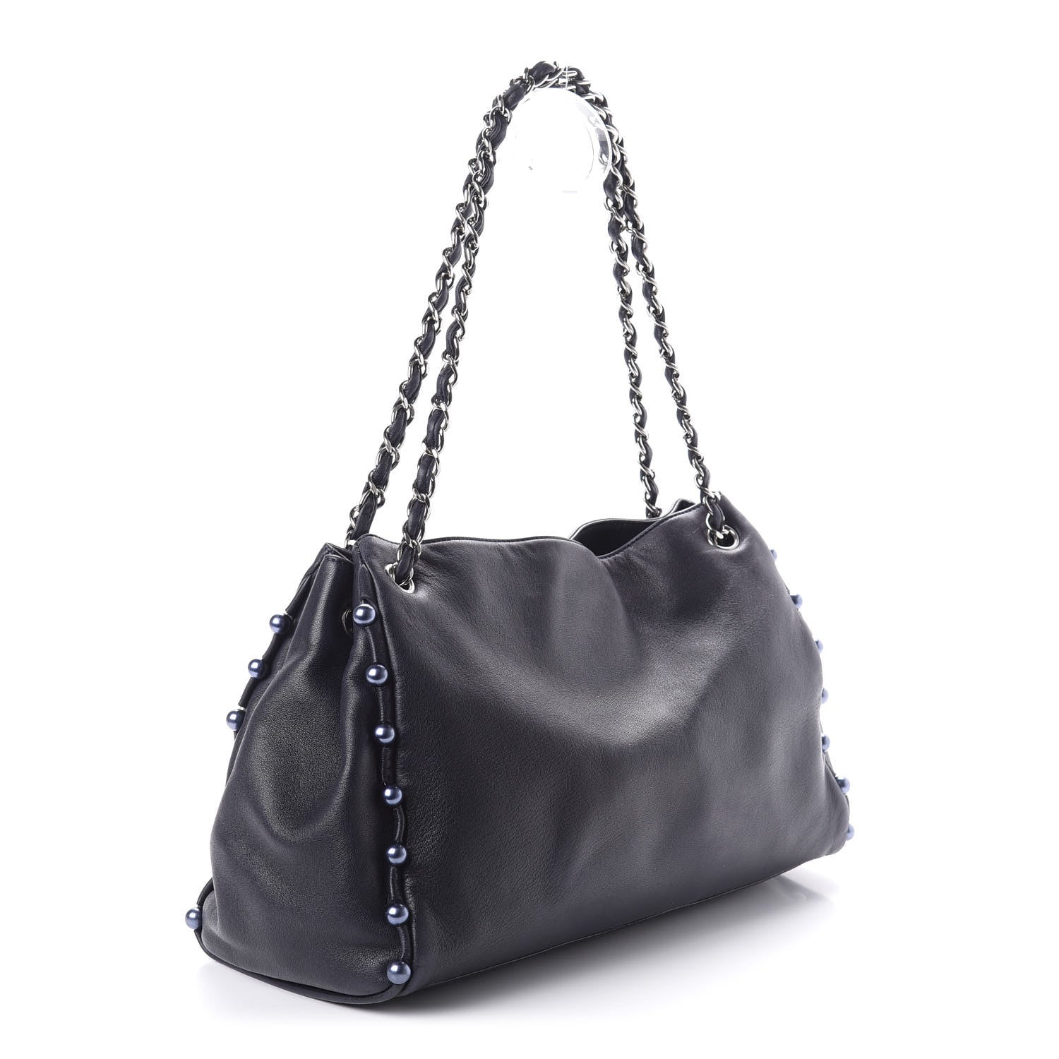 Chanel Lambskin Pearl Obsession Tote Navy 3 of 10