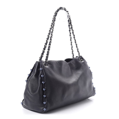 Chanel Lambskin Pearl Obsession Tote Navy 3 of 10
