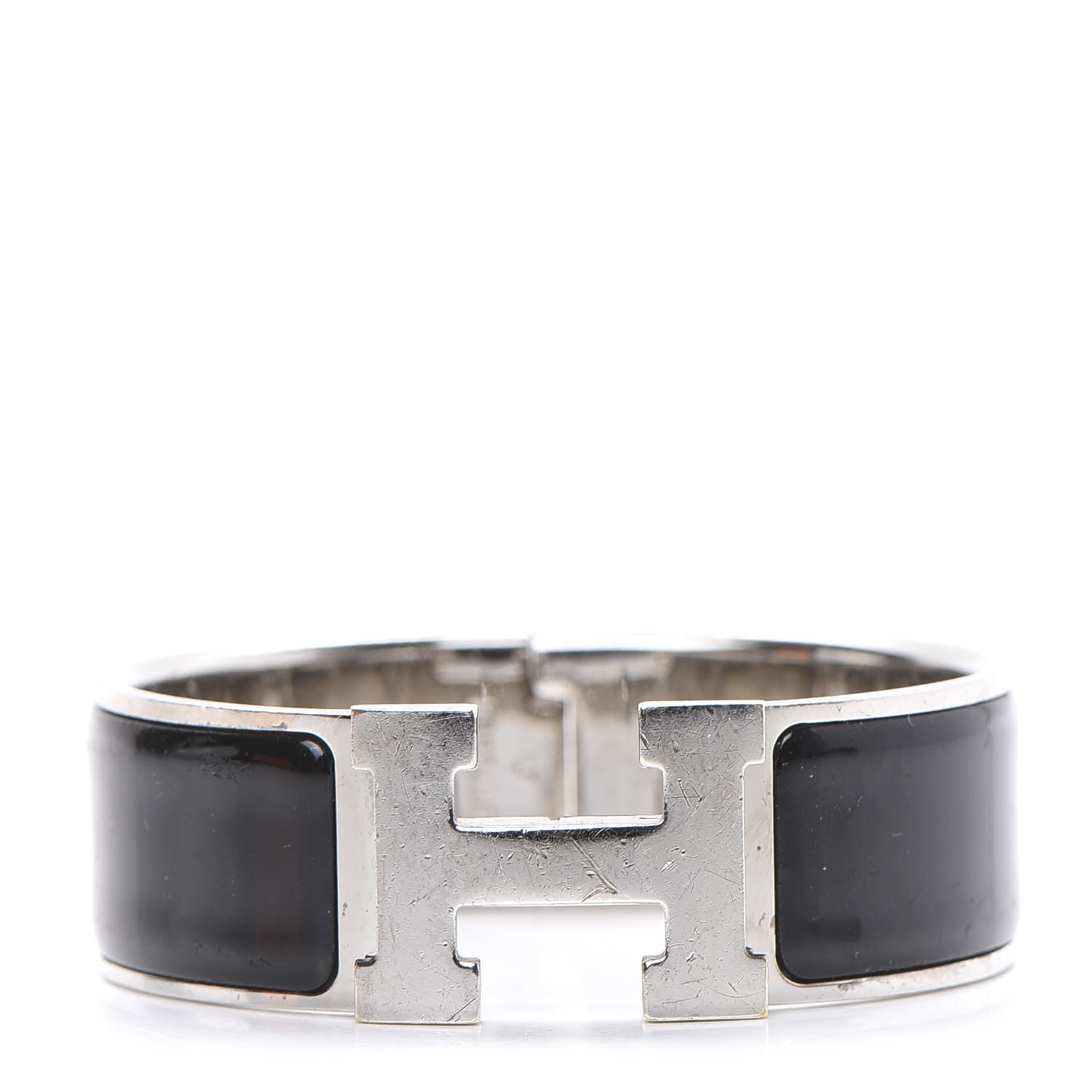 Hermes Enamel Wide Clic Clac H Bracelet GM Black 1 of 8