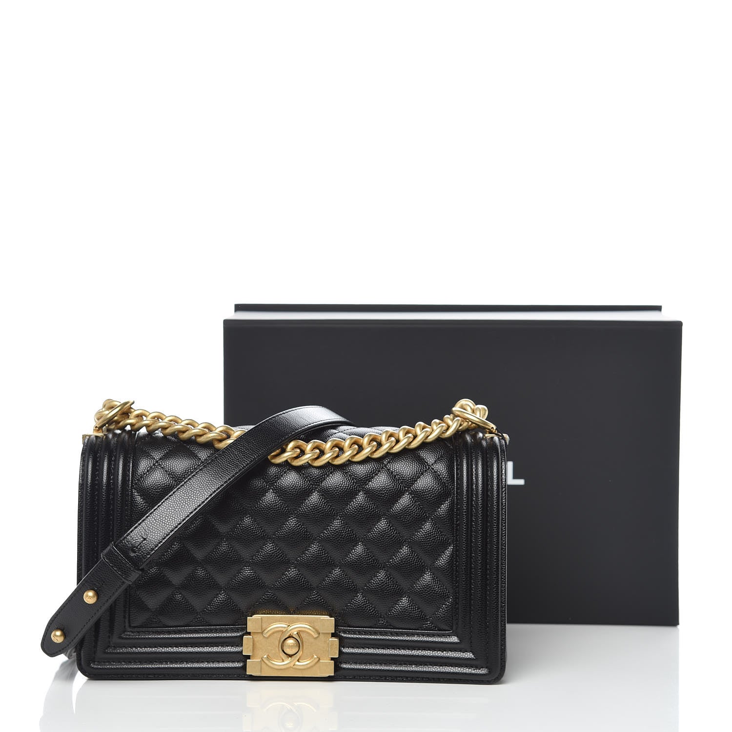 Chanel Caviar Quilted Medium Boy Flap Black 12 of 12