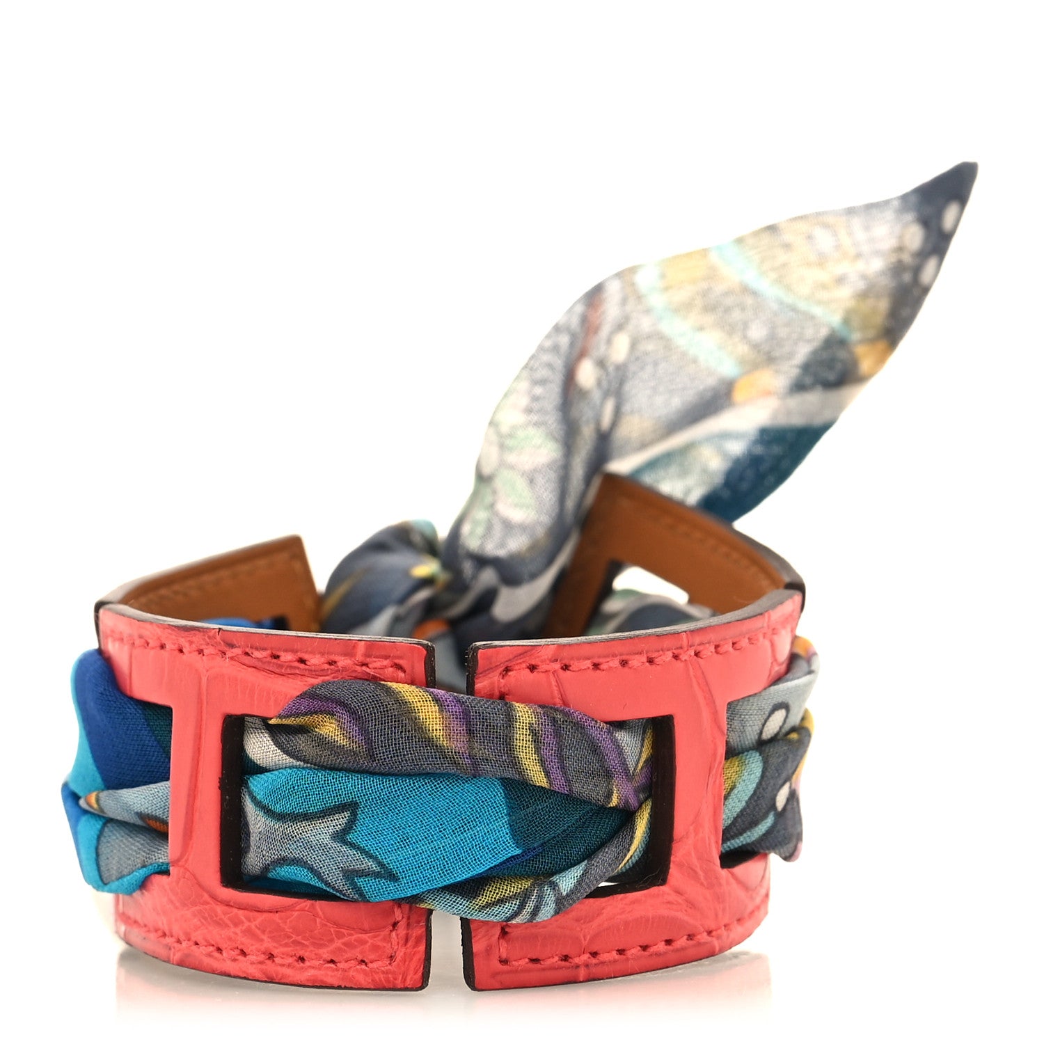 Hermes Matte Alligator SIlk Ribbon Bracelet PM Multicolor 1 of 5