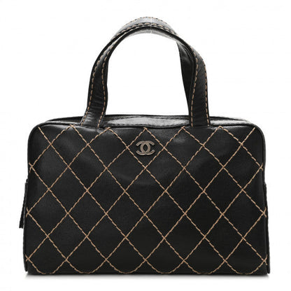 Chanel Calfskin Wild Stitch Top Handle Bag Black 1 of 10