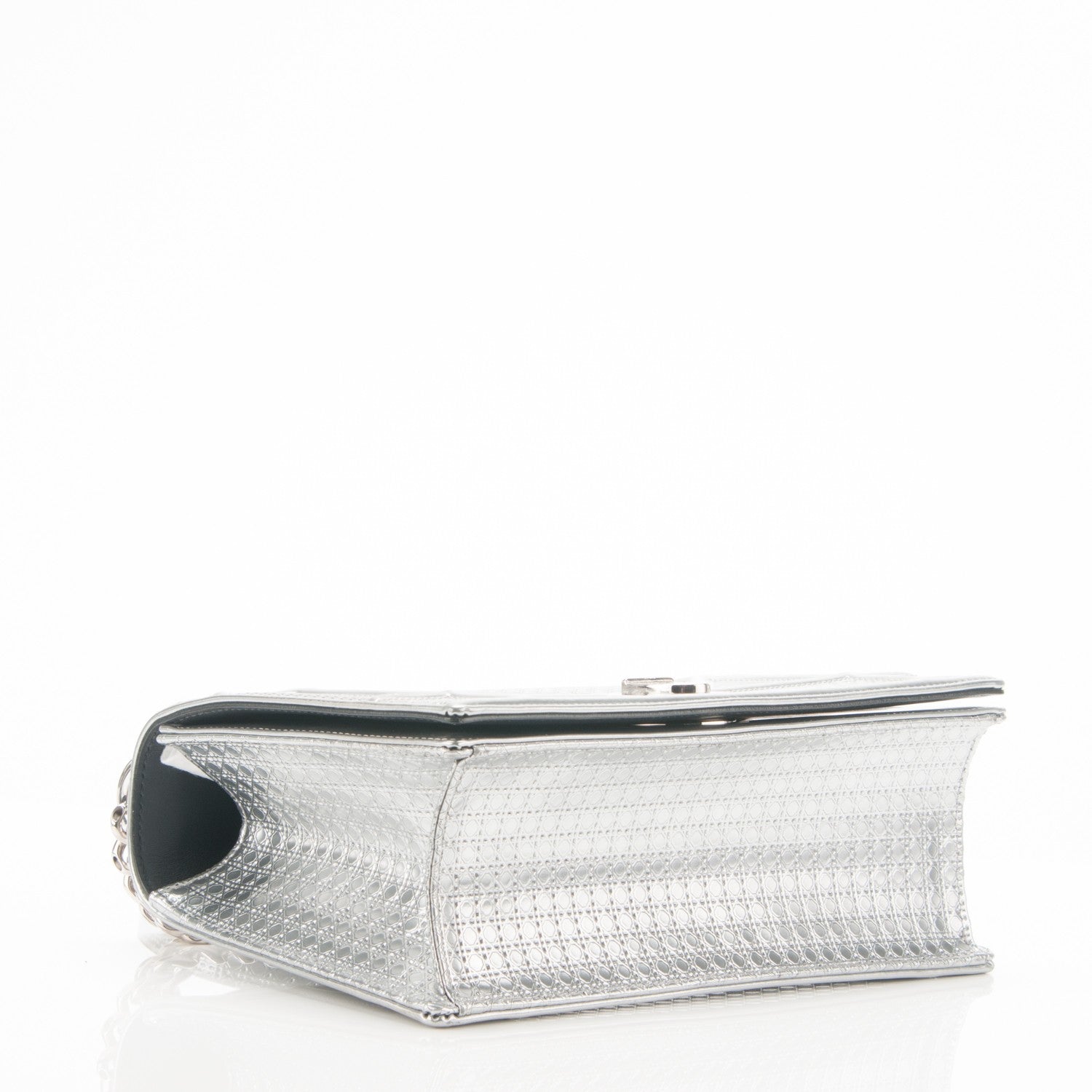 Christian Dior Metallic Patent Micro-Cannage Medium Diorama Flap Bag Silver 5 of 7