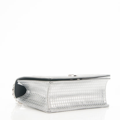 Christian Dior Metallic Patent Micro-Cannage Medium Diorama Flap Bag Silver 5 of 7