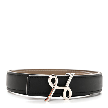 Hermes Swift Epsom 24mm H Cursives Belt 80 32 Black Etoupe 1 of 8