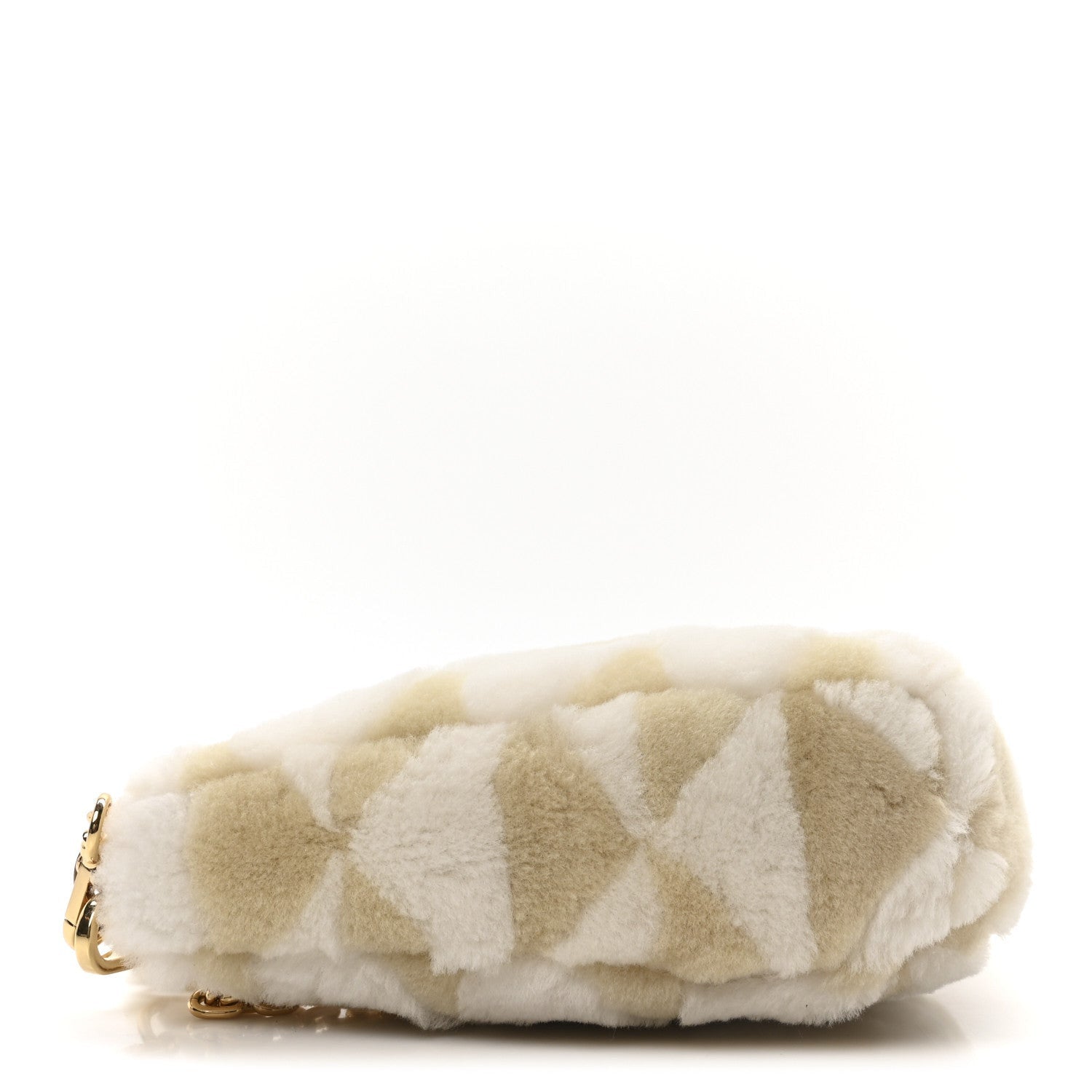 Prada Shearling Symbole Mini Triangle Bag Ecru White 4 of 7