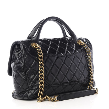 Chanel Glazed Calfskin Castle Rock Medium Flap Black 1 of 7