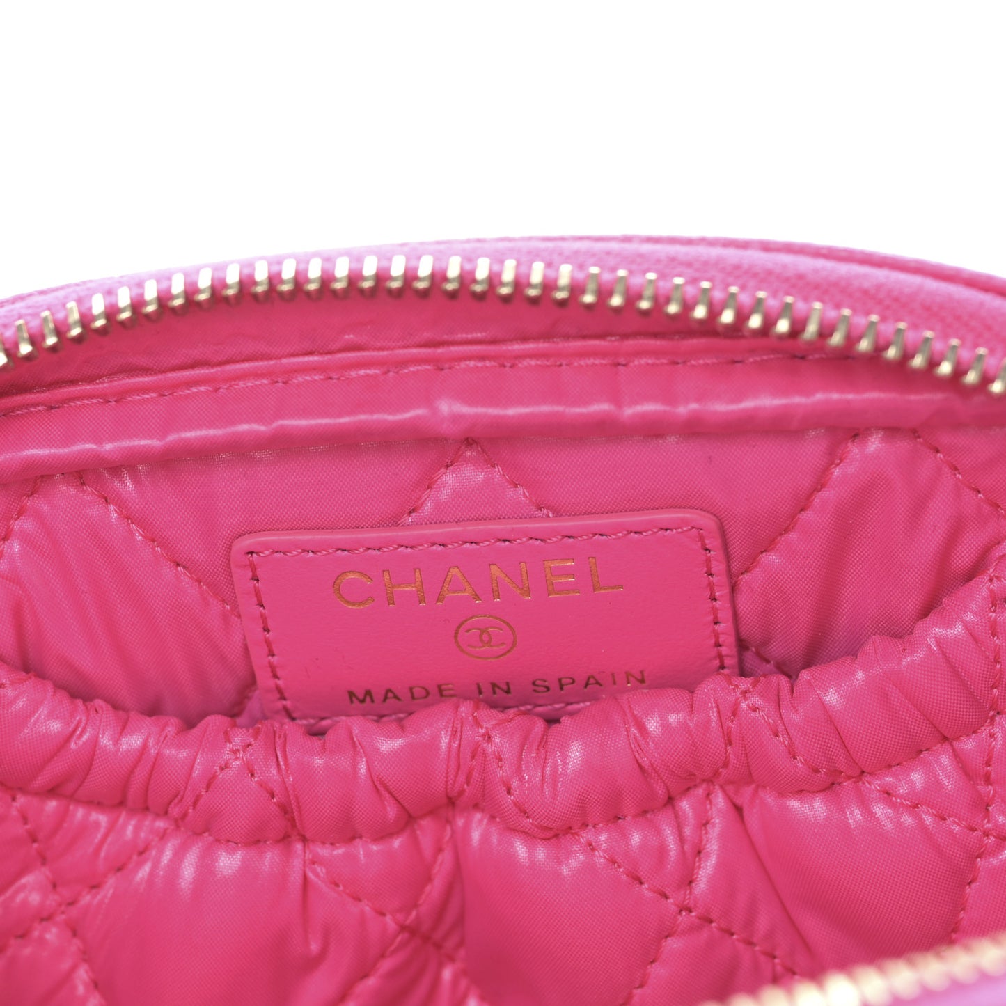Caviar Quilted Small Curvy Pouch Cosmetic Case Pink