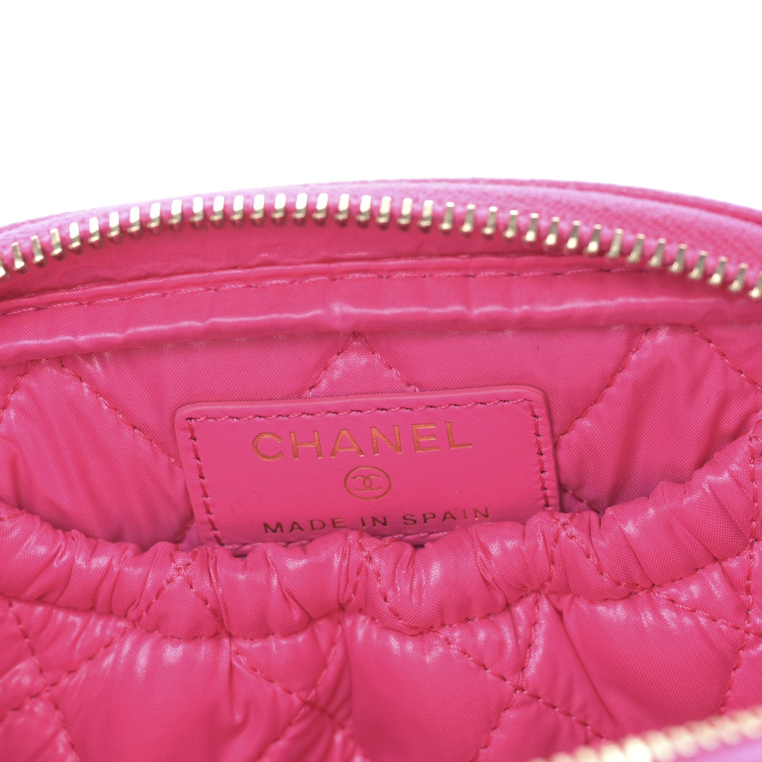Chanel Caviar Quilted Small Curvy Pouch Cosmetic Case Pink 6 of 9