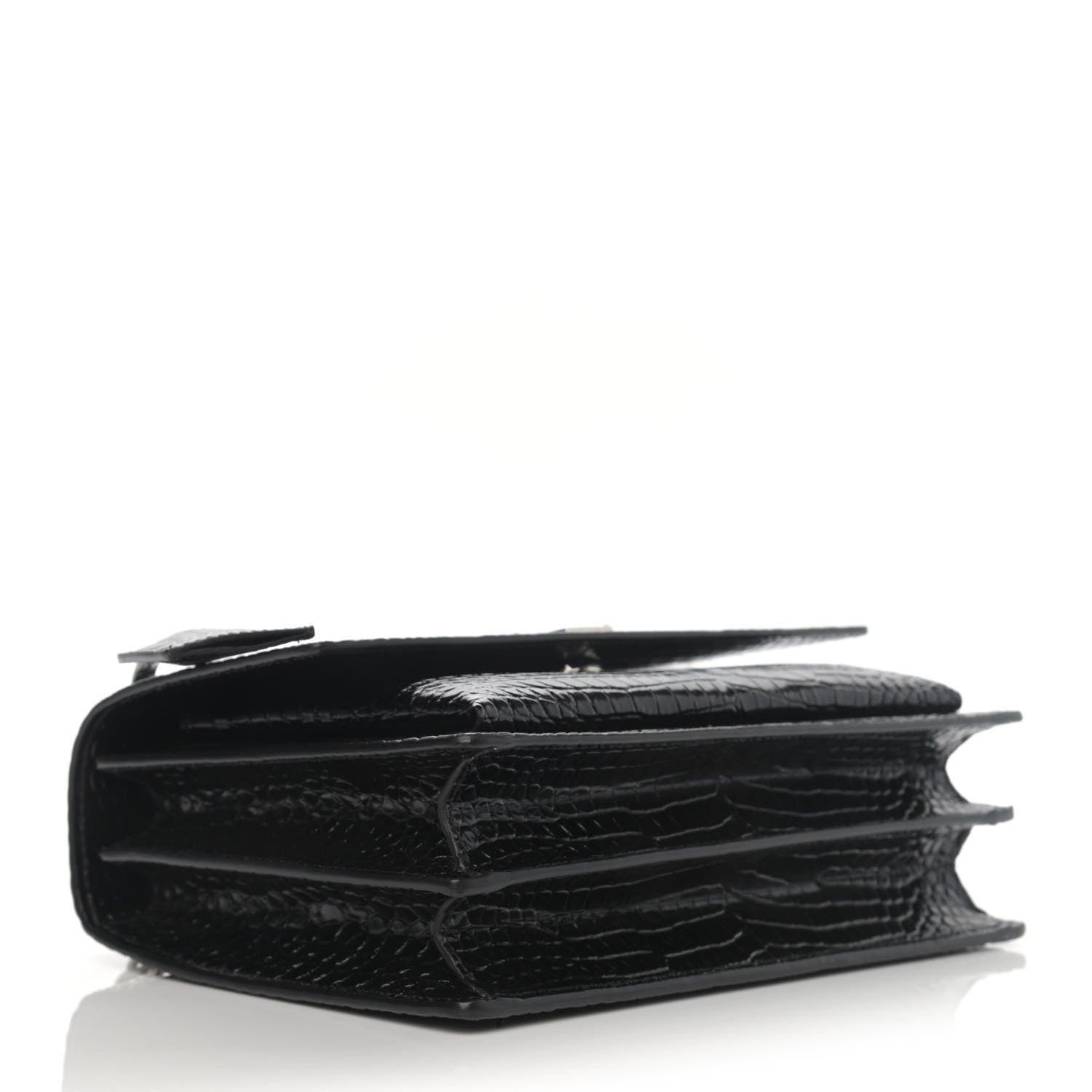 Saint Laurent Calfskin Crocodile Embossed Medium Monogram Sunset Black 4 of 11