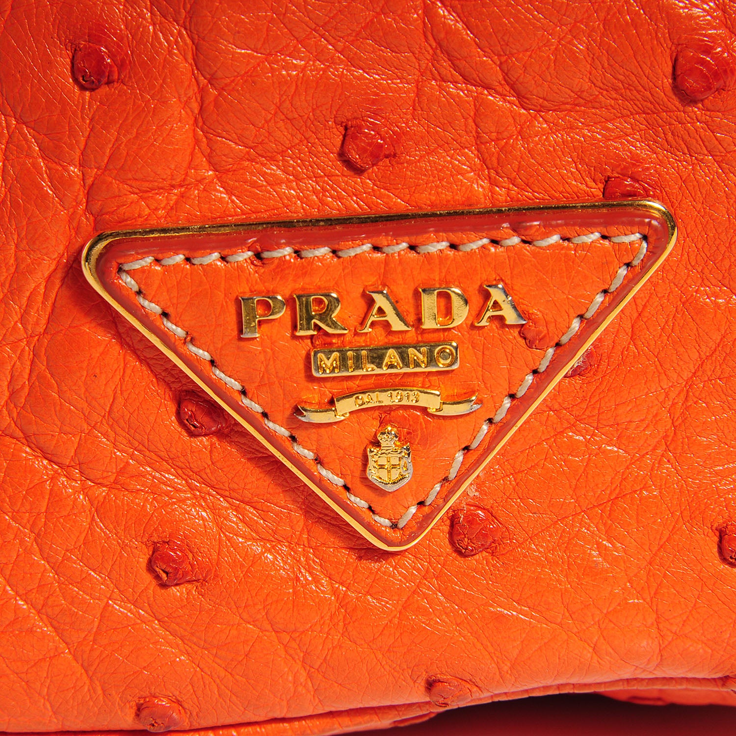 Prada Ostrich Double Zip Tote Papaya 9 of 9