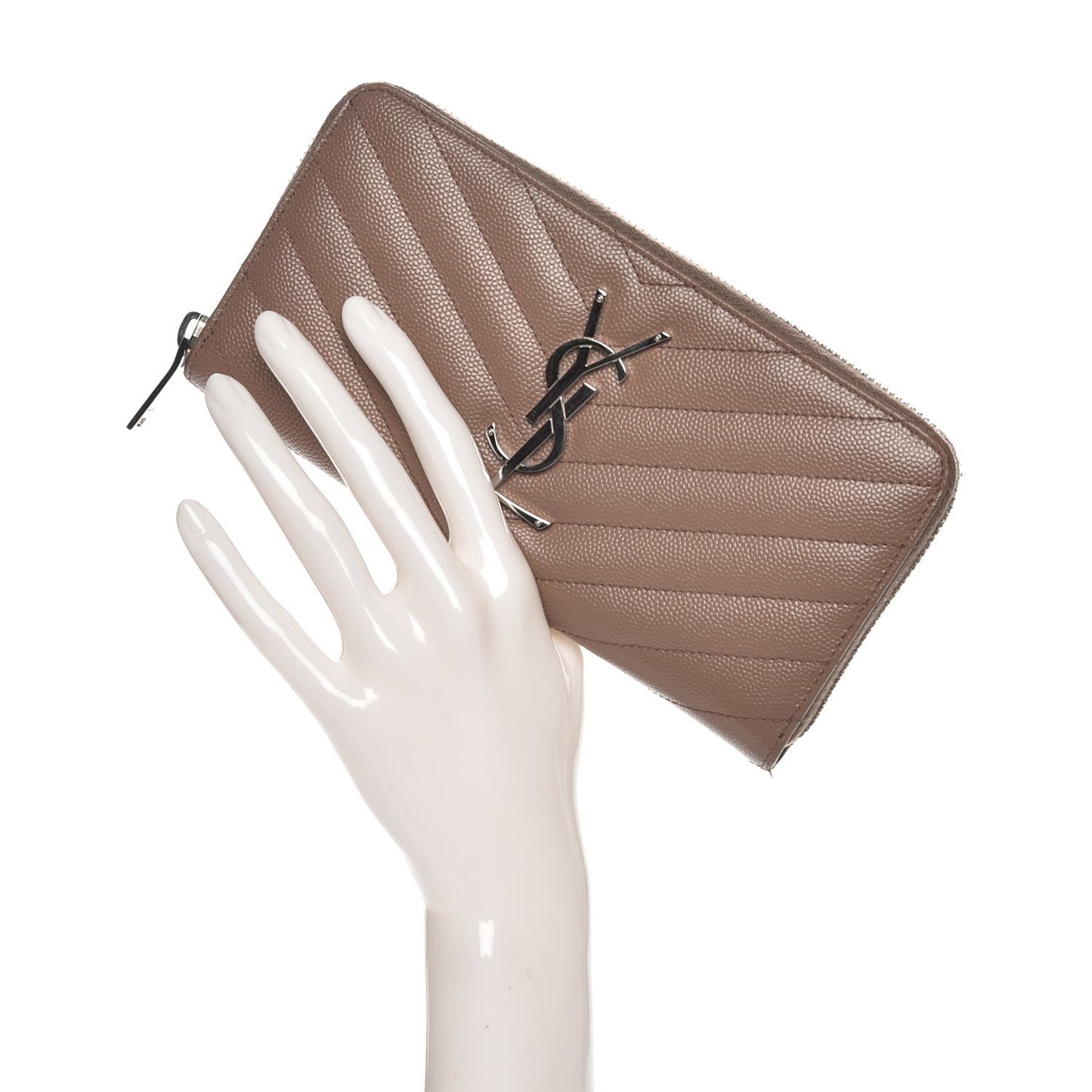 Grain De Poudre Matelasse Chevron Monogram Zip Around Wallet Pale Blush