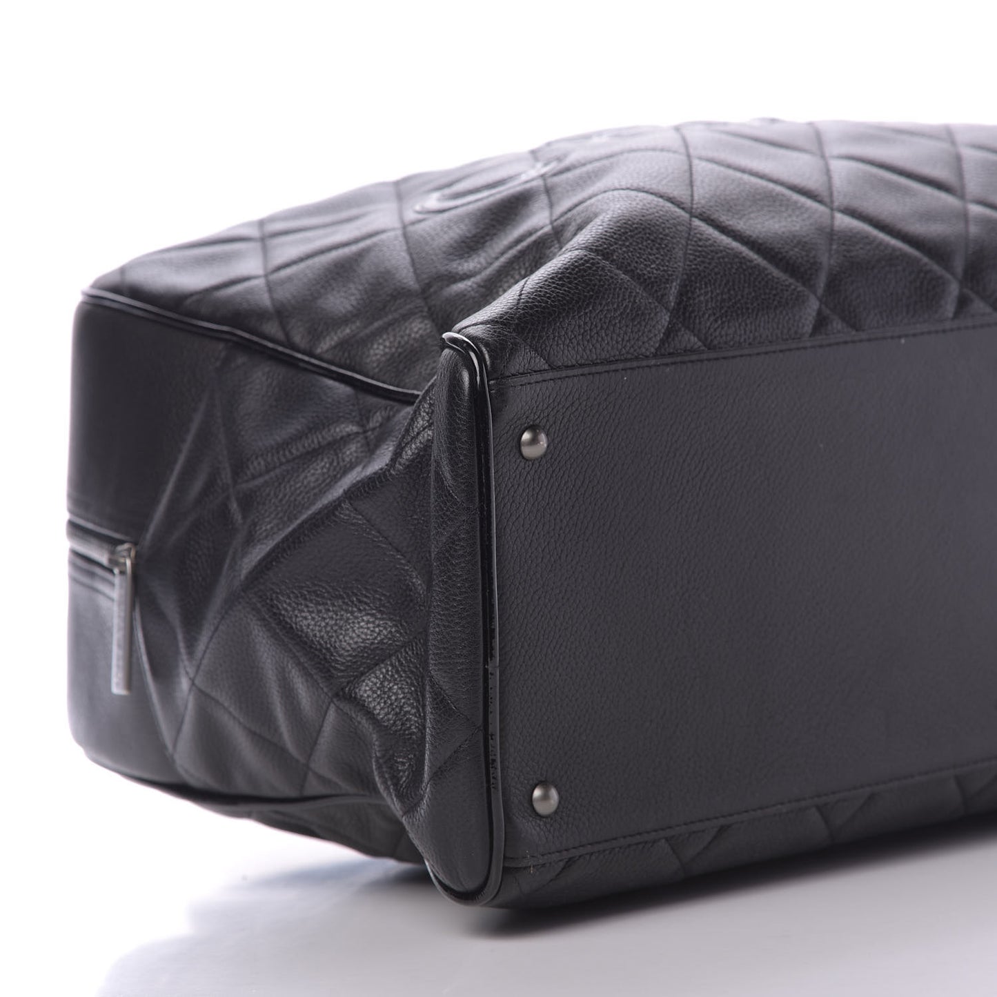 Caviar Patent Quilted Large Bowler Black