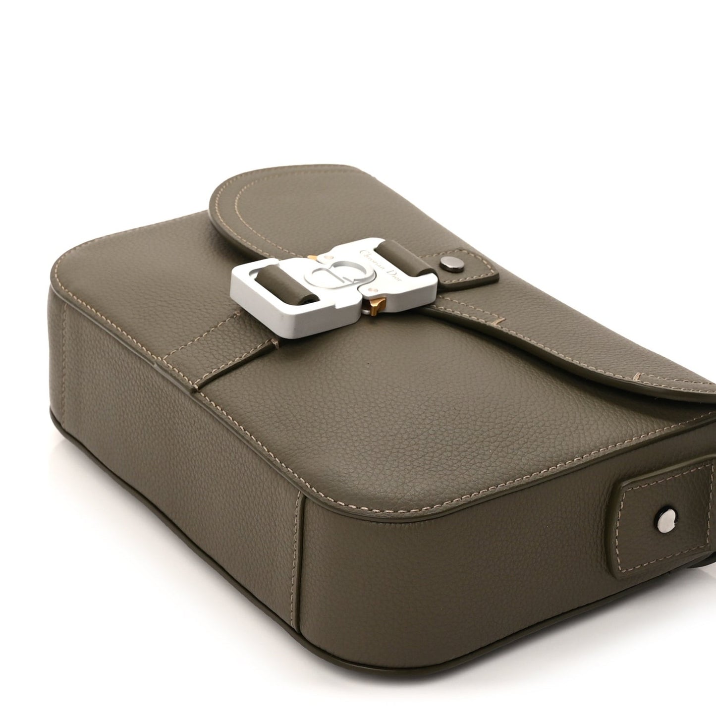 Grained Calfskin Small Saddle Messenger Bag Green