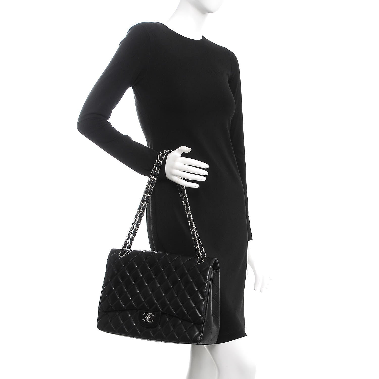 Chanel Lambskin Quilted Maxi Single Flap Black 3 of 8