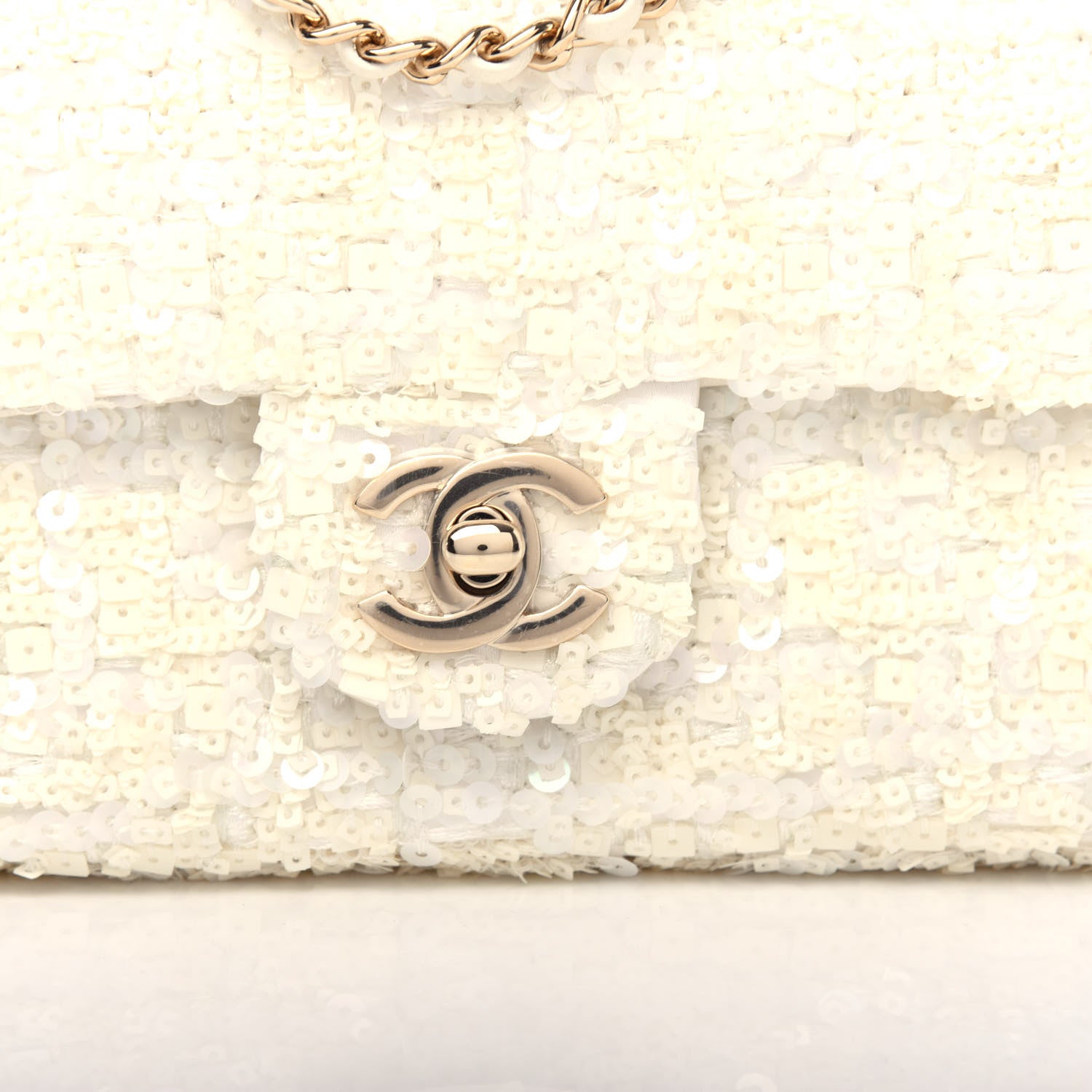 Chanel Sequin Mini Rectangular Flap White 10 of 11