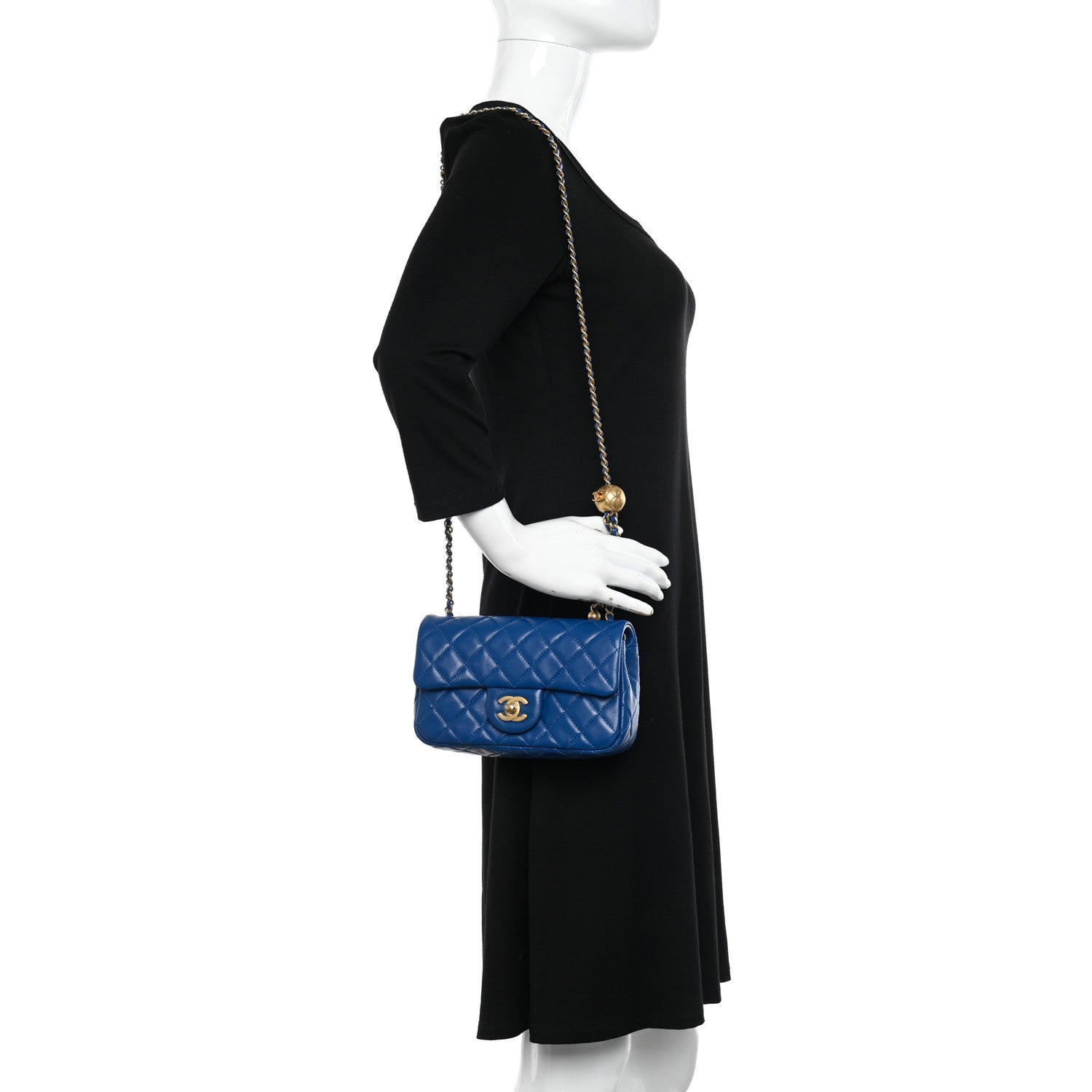 Chanel Lambskin Quilted Pearl Crush Mini Rectangular Flap Blue 2 of 11