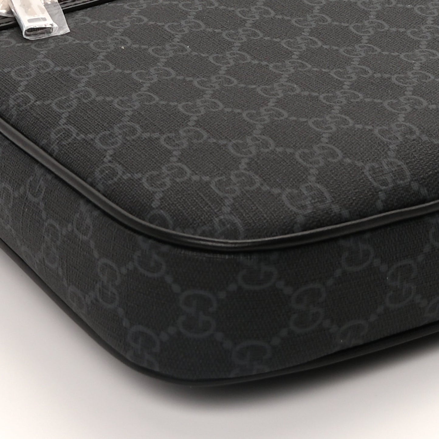 GG Supreme Monogram Appia Calfskin Web Large Messenger Bag Black Grey