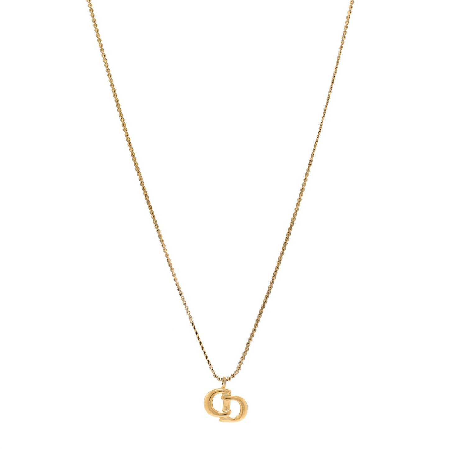 Metal Crystal CD Logo Pendant Necklace Gold