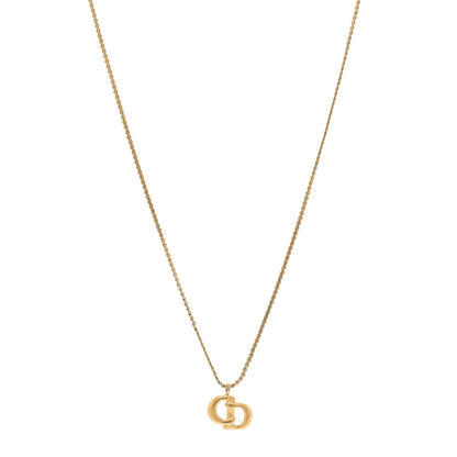 Christian Dior Metal Crystal CD Logo Pendant Necklace Gold 1 of 5