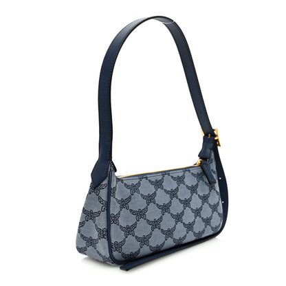 MCM Lauretos Jacquard Nappa Small Shoulder Bag Indigo 3 of 9