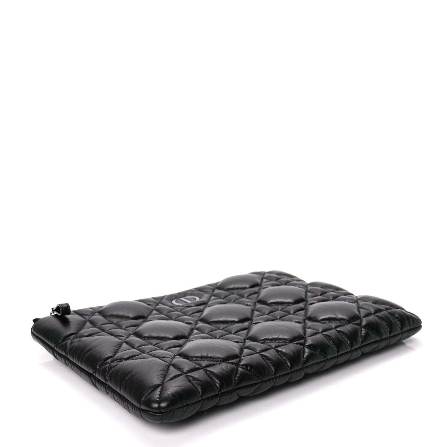 Supple Calfskin Cannage Caro Daily Pouch Black