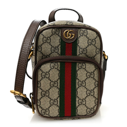 Gucci GG Supreme Monogram Web Mini Ophidia Double Zip Messenger Bag Beige New Acero 1 of 13