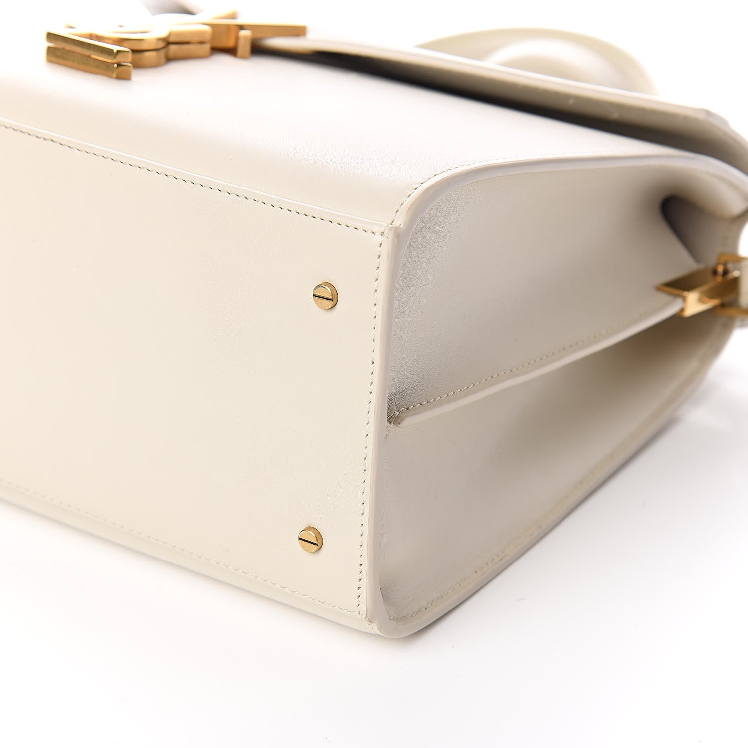 Saint Laurent Smooth Calfskin Medium Classic Monogram Cassandra Top Handle Crema Soft Rouge Legion 9 of 11